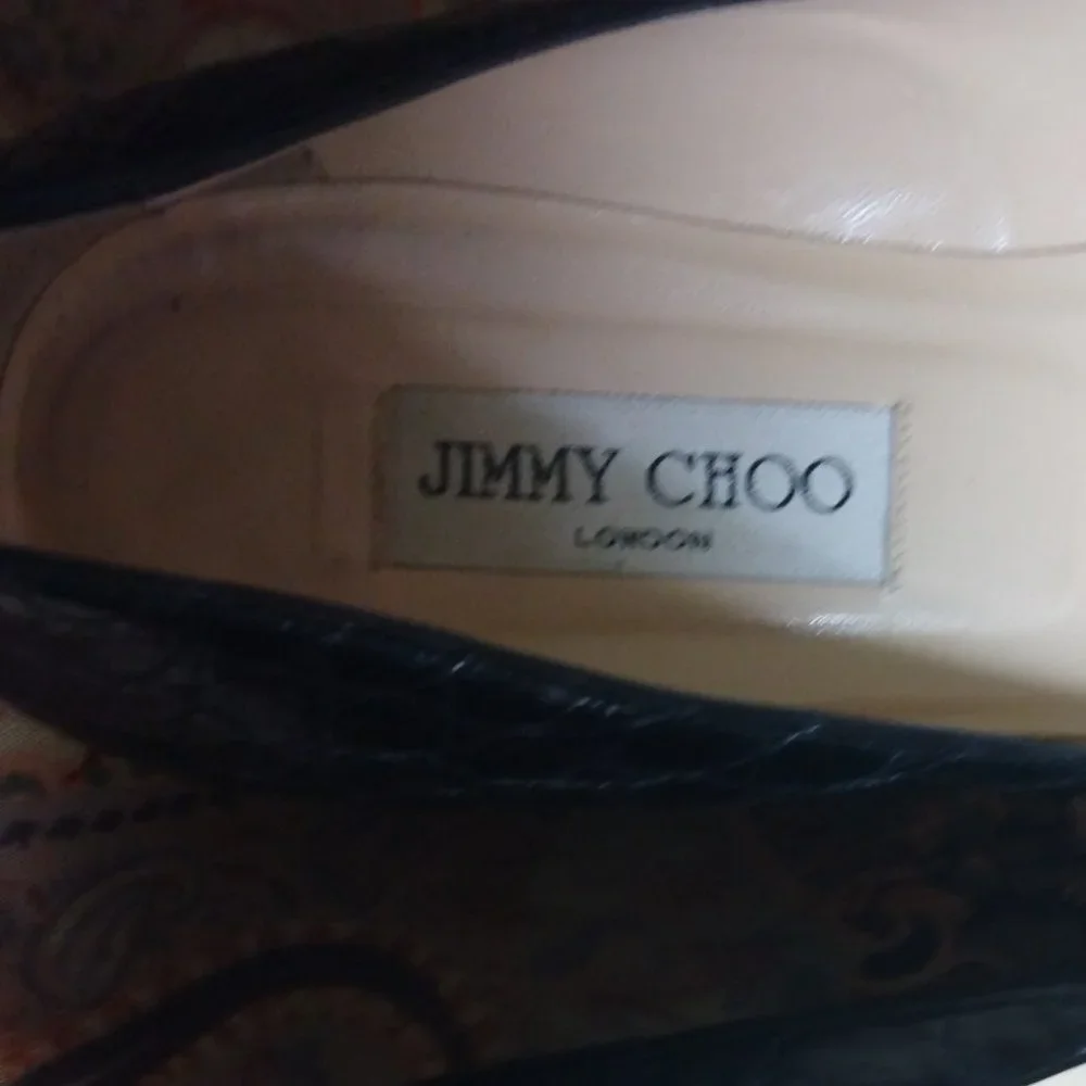 ❤️JIMMY CHOO Black Crocodile Pointy Toe Kitten Heel Shoes 39 9 - Picture 5 of 9
